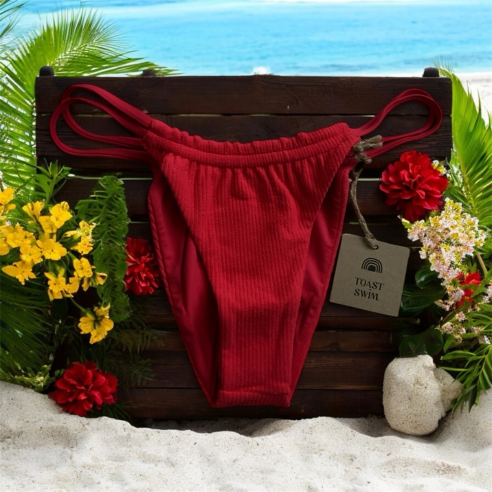 🥳 $45 NWT Toast Swim Signature Tunnel Bottom Fire Coral XS